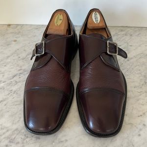 📌 San Remo GYW cap toe monk strap dress shoes Oxblood leather Italy 🇮🇹 made 10